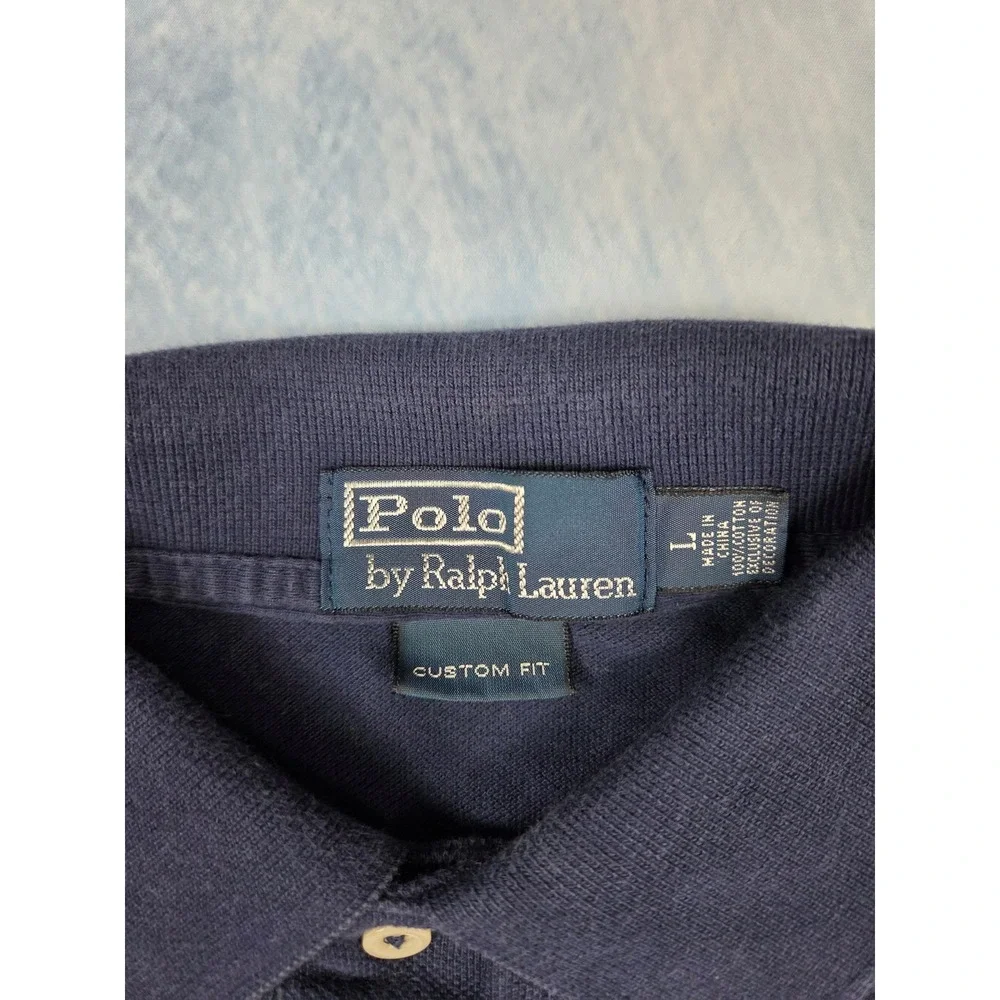 Polo Ralph Lauren Big Pony Men's Polo Shirt L Navy Custom Fit #3 Mesh